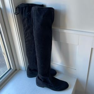Black suede over the knee boots